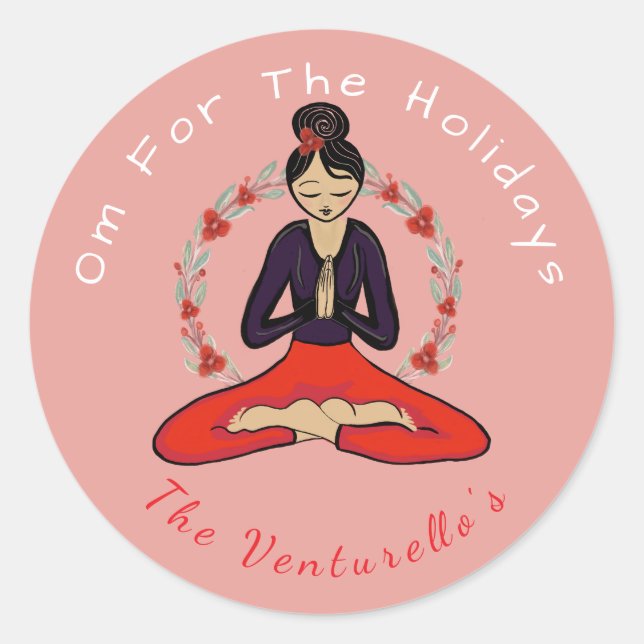 Om For The Holidays Yoga Sticker (Vorderseite)