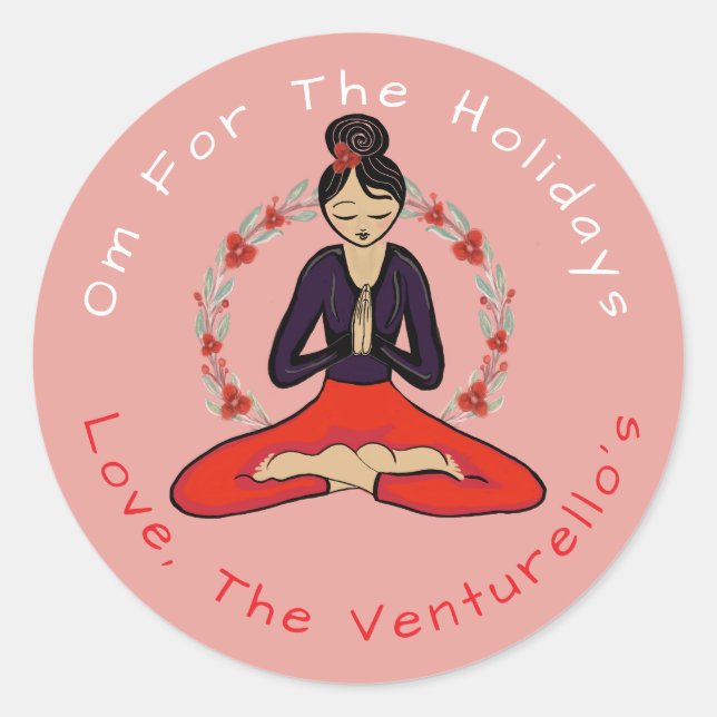 Om For The Holidays Yoga Sticker (Vorderseite)