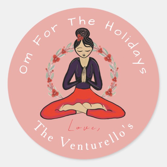 Om For The Holidays Yoga Sticker (Vorderseite)