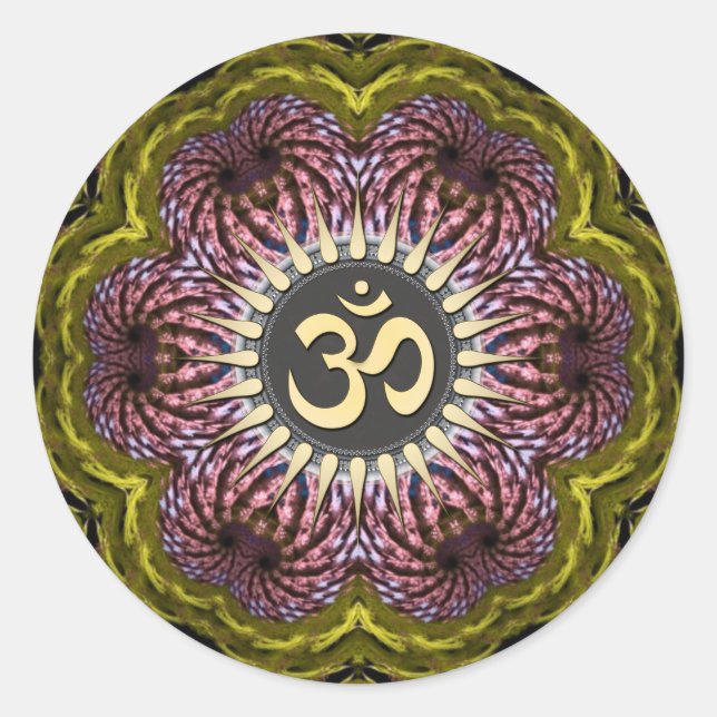 Om Fraktal Blume Spirituelle Art Sticker (Vorderseite)