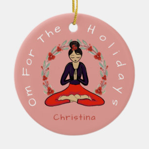 'Om für die Feiertage' Yogi-Freundes-Schmuck Keramik Ornament