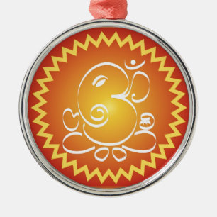 OM Ganesha mit gelbem Stern Ornament Aus Metall
