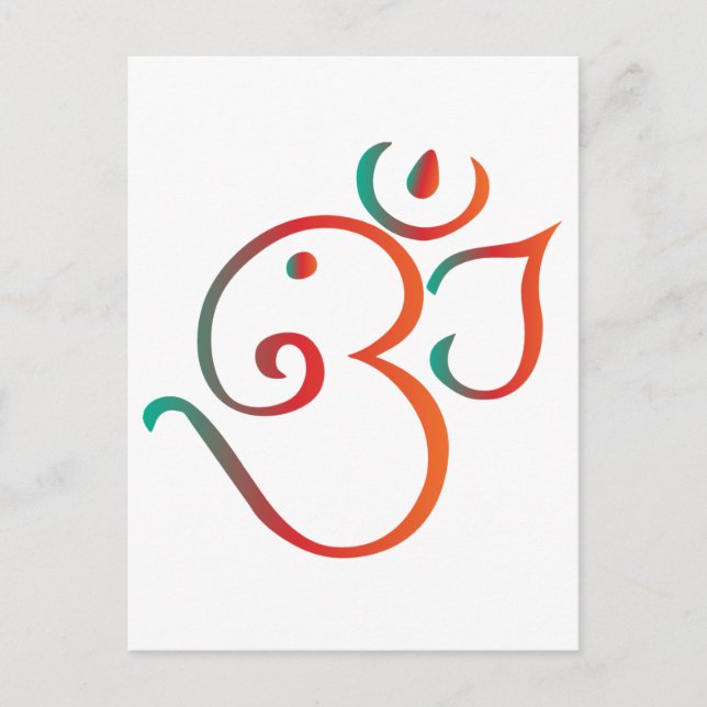 Om-ganpati-grün-orange Postkarte (Vorderseite)