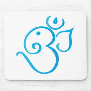 OM-ganpati-turqoise Mousepad
