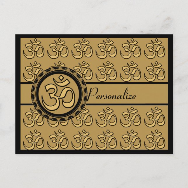 Om Gold Postcard Personalisieren Postkarte (Vorderseite)