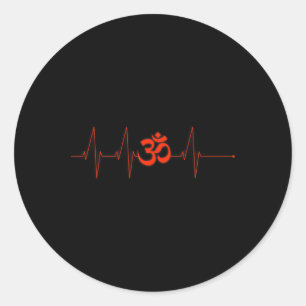 Om Herzschlag Lustig Heiliger Ohm Yoga Meditation Runder Aufkleber