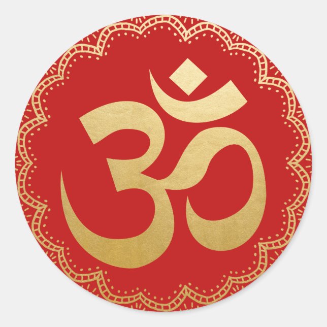 Om HIndu Meditation Symbol Yoga Imitate Gold Foil  Runder Aufkleber (Vorderseite)