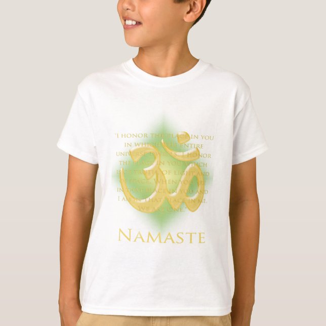 OM im Grün u. im Gold - Namaste T-Shirt (Vorderseite)