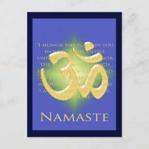 Om in Blue & Gold - Namaste Postkarte