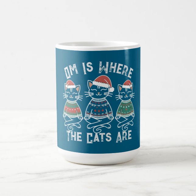 Om ist wo die Katzen sind - Funny Yoga Weihnachten Kaffeetasse (Mittel)