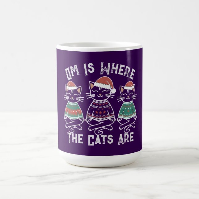 Om ist wo die Katzen sind - Funny Yoga Weihnachten Kaffeetasse (Mittel)