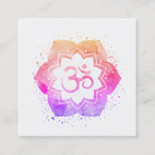 *~* Om Lotus Blume Mandala Yoga Reiki Lehrerin Om Quadratische Visitenkarte