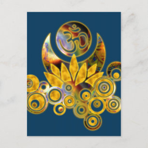 Om Lotus dunkelblau Postkarte