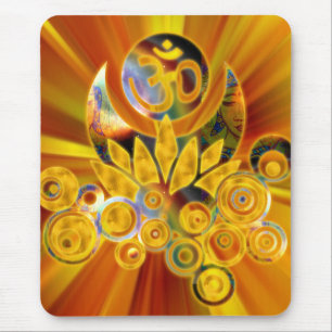 Om Lotus   gelb orange zoom Mousepad