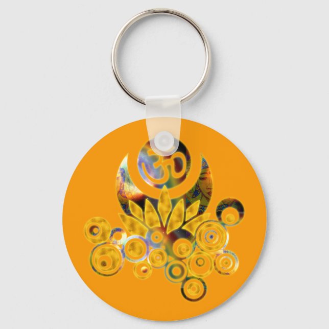 Om Lotus | orange Schlüsselanhänger (Vorderseite)