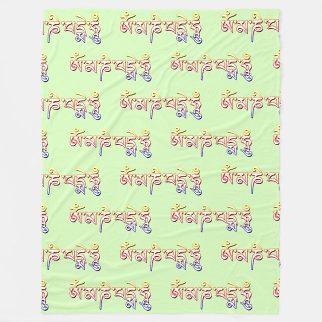 OM MA NI PADME HUM - Tibetischer Sanskrit Mantra 4 Fleecedecke (Vorderseite)
