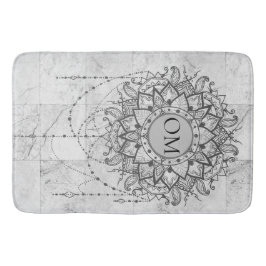 OM Mandala auf Silbermarmor Badematte