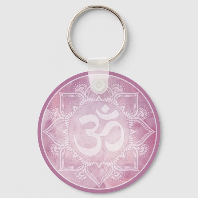 Om Mandala Pink Schlüsselanhänger (Vorderseite)