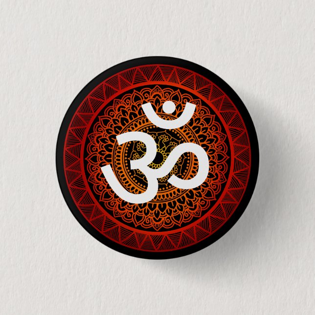 Om Mandala Red Root Chakra Button (Vorderseite)