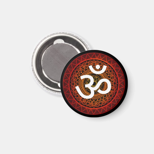 Om Mandala Red Root Chakra Magnet (Vorderseite/Rückseite)
