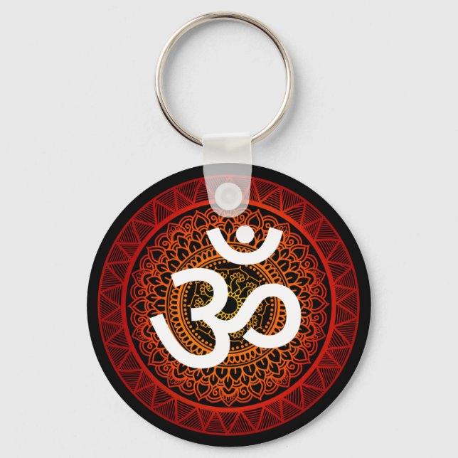 Om Mandala Red Root Chakra Schlüsselanhänger (Vorderseite)