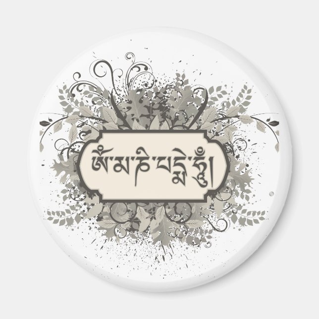 Om Mani Padme Hum Floral Magnet (Vorne)