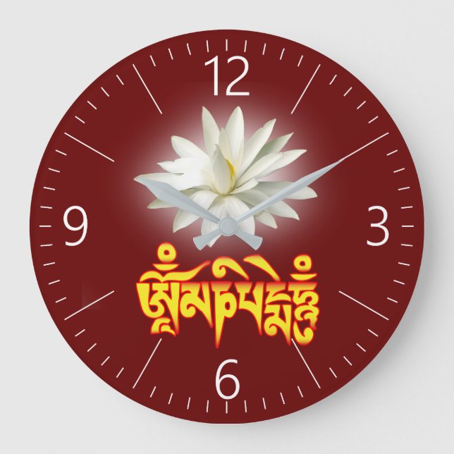 Om mani padme hum mantra große wanduhr (Vorderseite)