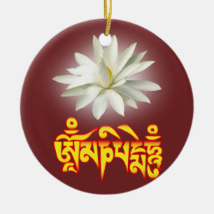 Om mani padme hum mantra keramik ornament