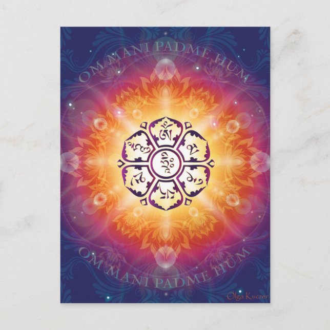 Om Mani Padme Hum Mantra Postkarte (Vorderseite)