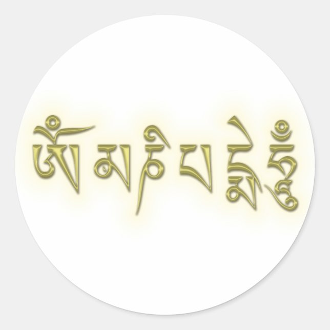 Om Mani Padme Hum Runder Aufkleber (Vorderseite)