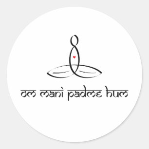 Om Mani Padme Hum - Schwarzer Sanskrit-Stil Runder Aufkleber