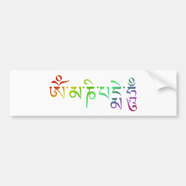 Om Mani Padme Hum Tibetan Mantra Rainbow Autoaufkleber (Vorne)