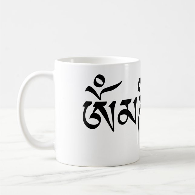 Om Mani Padme Hum tibetisch-buddhistisches Mantra Kaffeetasse (Links)