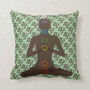 Om Mantra 7 Chakras Yoga Design Throw Kissen