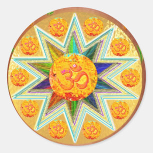 OM Mantra : CHANT Laut GAYATRI, im Herzen SAVITRI Runder Aufkleber