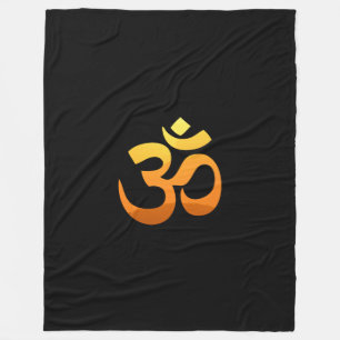 Om Mantra Gold Sun Meditation Yoga Gelbes Orange Fleecedecke