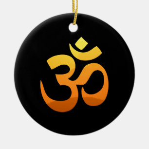 Om Mantra Symbol Gold Sun doppelseitig Keramik Ornament