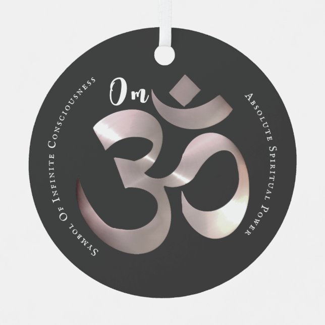 Om Mantra Symbol Positives Zitat Grau Personalisie Ornament Aus Metall (Vorderseite)