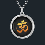 Om Mantra Symbol Yoga Asana Relax Fitness Gold Sun Versilberte Kette<br><div class="desc">Om Mantra Symbol Yoga Asana Relax Fitness Gold Sonnenaufgang Meditation Gelb Orange Inspiration Eleganter Sonnenaufgang Runde Nekklace.</div>