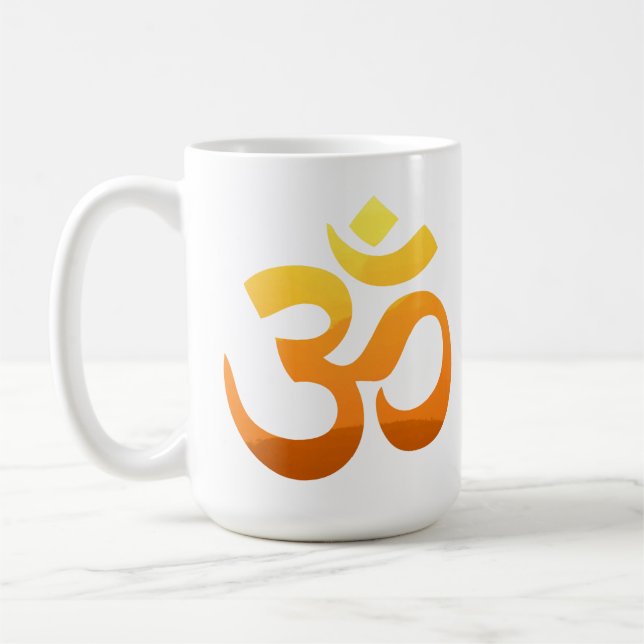 Om Mantra Yoga Gold Sun Meditation Symbol Kaffeetasse (Links)