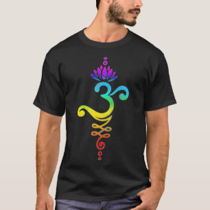 Om Mantra, Yoga, Symbol, Lotus Blume, Regenbogen,  T-Shirt