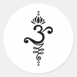 Om Mantra Yoga Symbol Lotusblume Unalome Ornament Runder Aufkleber
