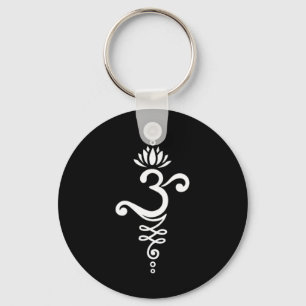 Om Mantra Yoga Symbol Mit Lotusblume Und Unalom Schlüsselanhänger