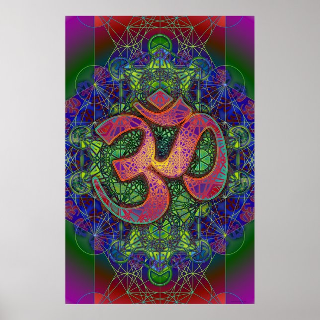 Om Metatrons Cube Mandala Poster (Vorne)