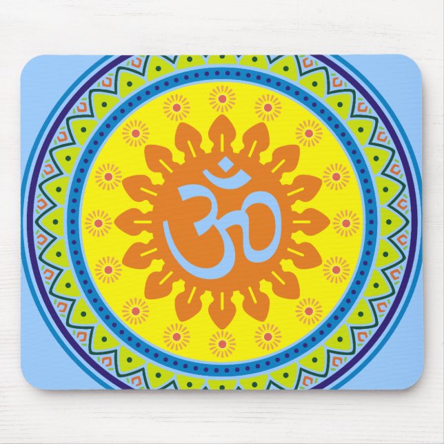 OM mit traditioneller indischer Art Mandana Mousepad (Vorne)