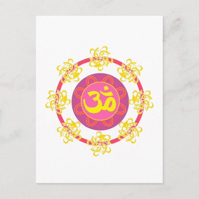 Om mit Wirbel und Farben! Postkarte (Vorderseite)