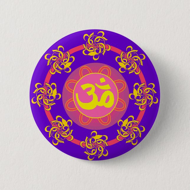 Om mit Wirbeln und Farben! Button (Vorderseite)