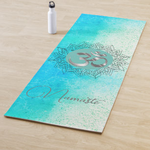 OM Namaste Lotus Mandala auf dem Speckled Turquois Yogamatte
