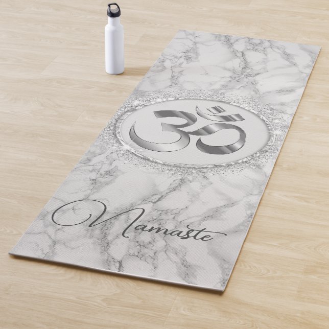 OM Namaste Silver Marble Glitzer Elegant Yogamatte (Beispiel)