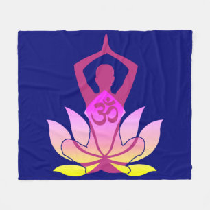 OM Namaste Spirituelle Lotus Blume Yoga auf blau Fleecedecke